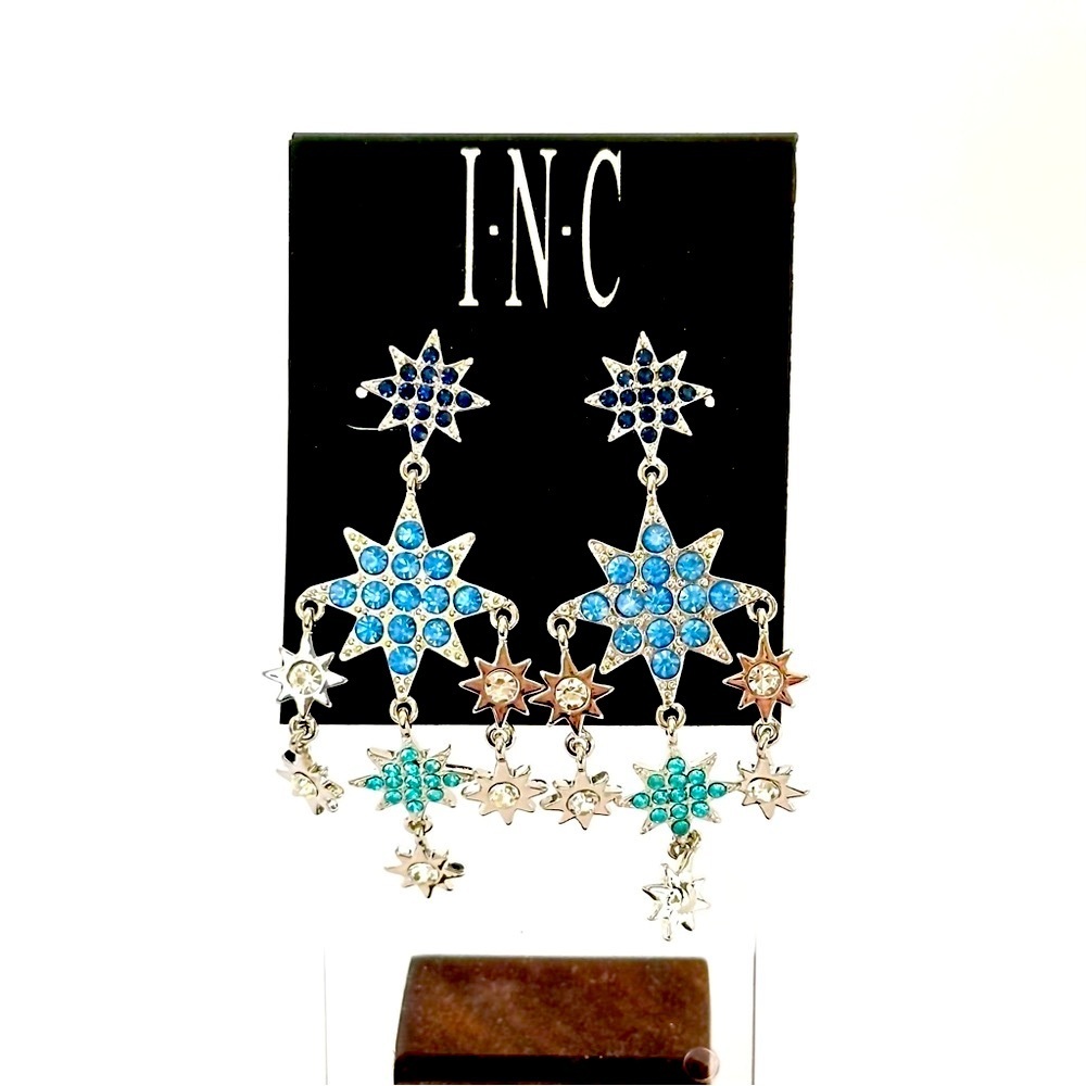 Inc. INTERNATIONAL CONCEPTS Shades of Blue Stars Statement Earrings | NWT